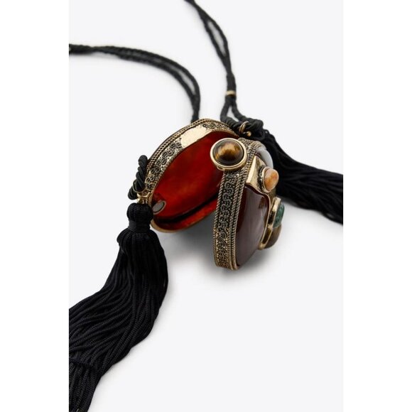 ZARA CORD AND STONE BOX NECKLACE - Picture 5 of 5